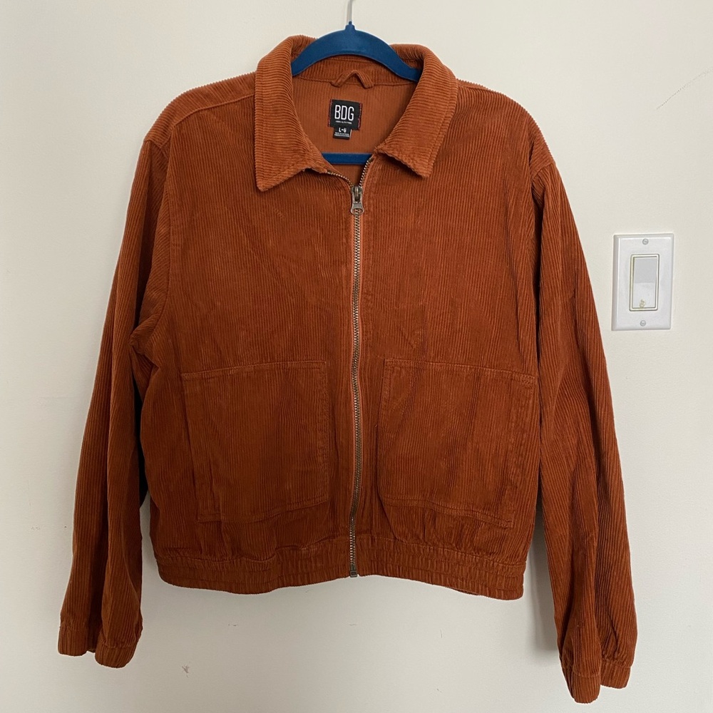 Urban Outfitters orange corduroy bomber jacket!